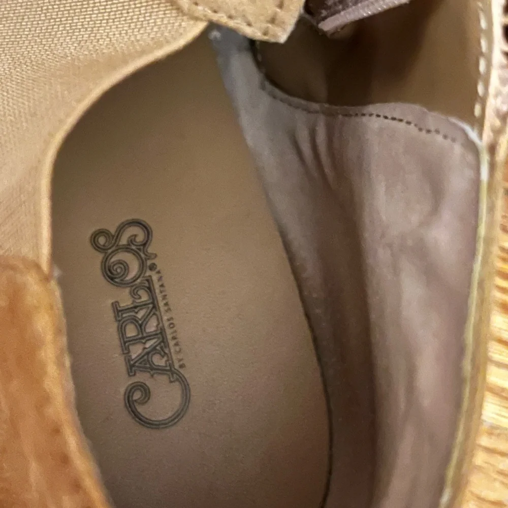 Carlos beige ankle booties size 9.5 western spring country rodeo cowgirl neutral